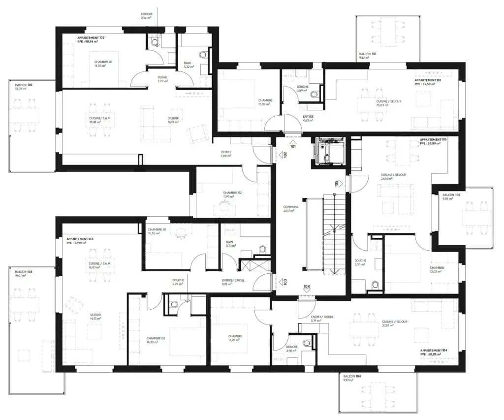 La Praille, Martigny — plan du 1er étage
